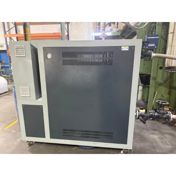 Second heating unit of the dual-circuit thermal oil system with pressure gauge and insulated oil piping connections
